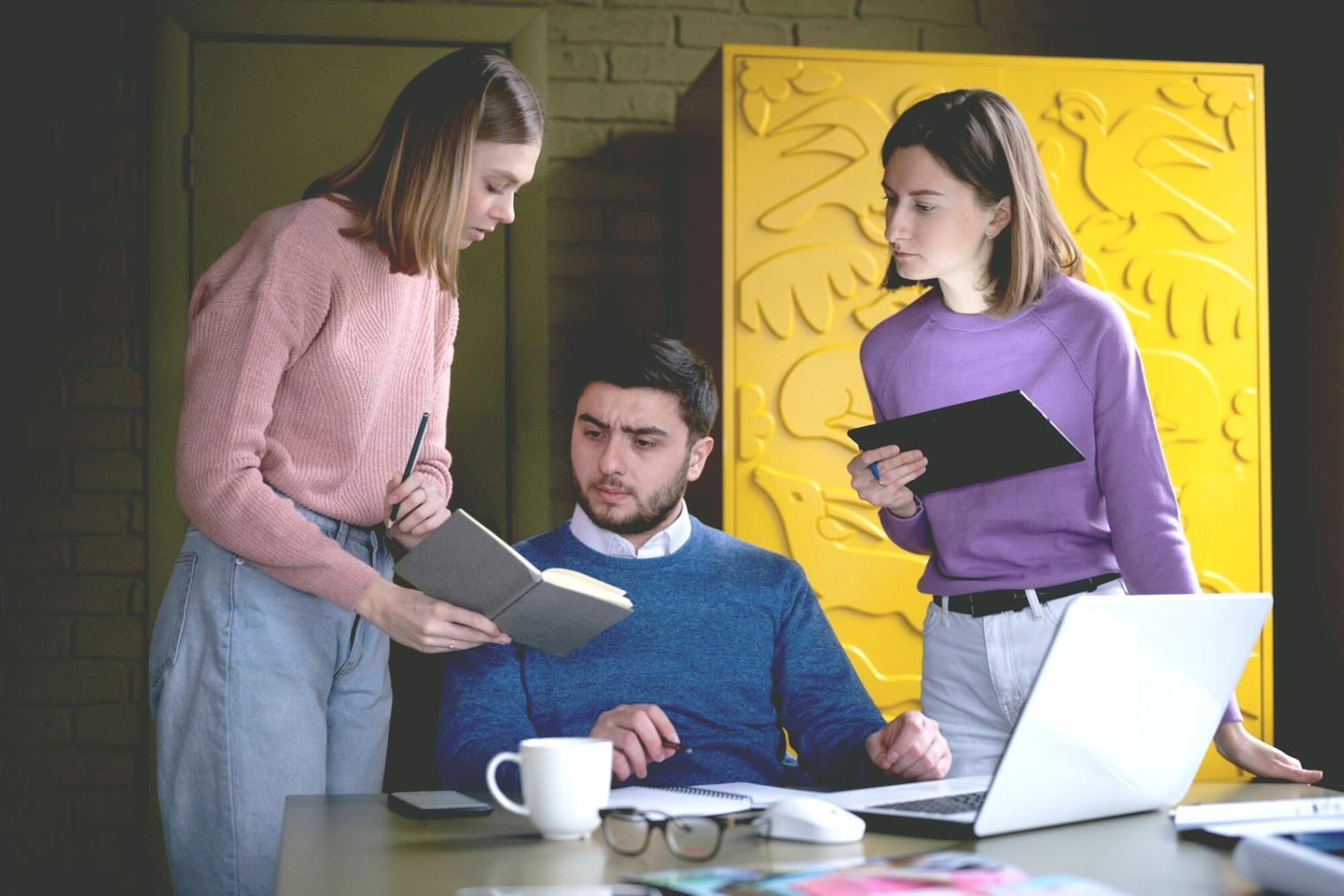 Professional content optimization workspace showing strategic planning materials